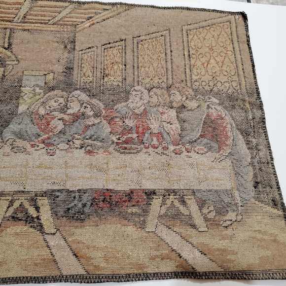 Vintage Jesus Last Supper Tapestry Table Runner / Wall Hanging - Picture 8 of 9